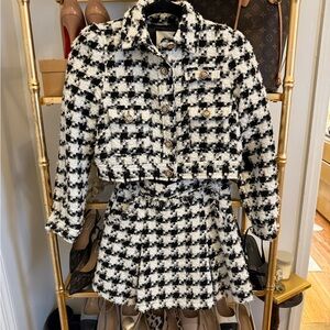 A LOVES A GIRLS 2 PIECE SET HOUNDSTOOTH BLAZER & SKIRT